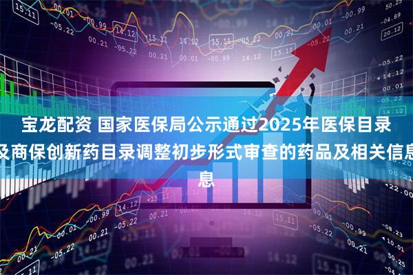 宝龙配资 国家医保局公示通过2025年医保目录及商保创新药目录调整初步形式审查的药品及相关信息
