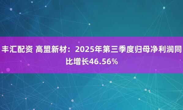 丰汇配资 高盟新材：2025年第三季度归母净利润同比增长46.56%